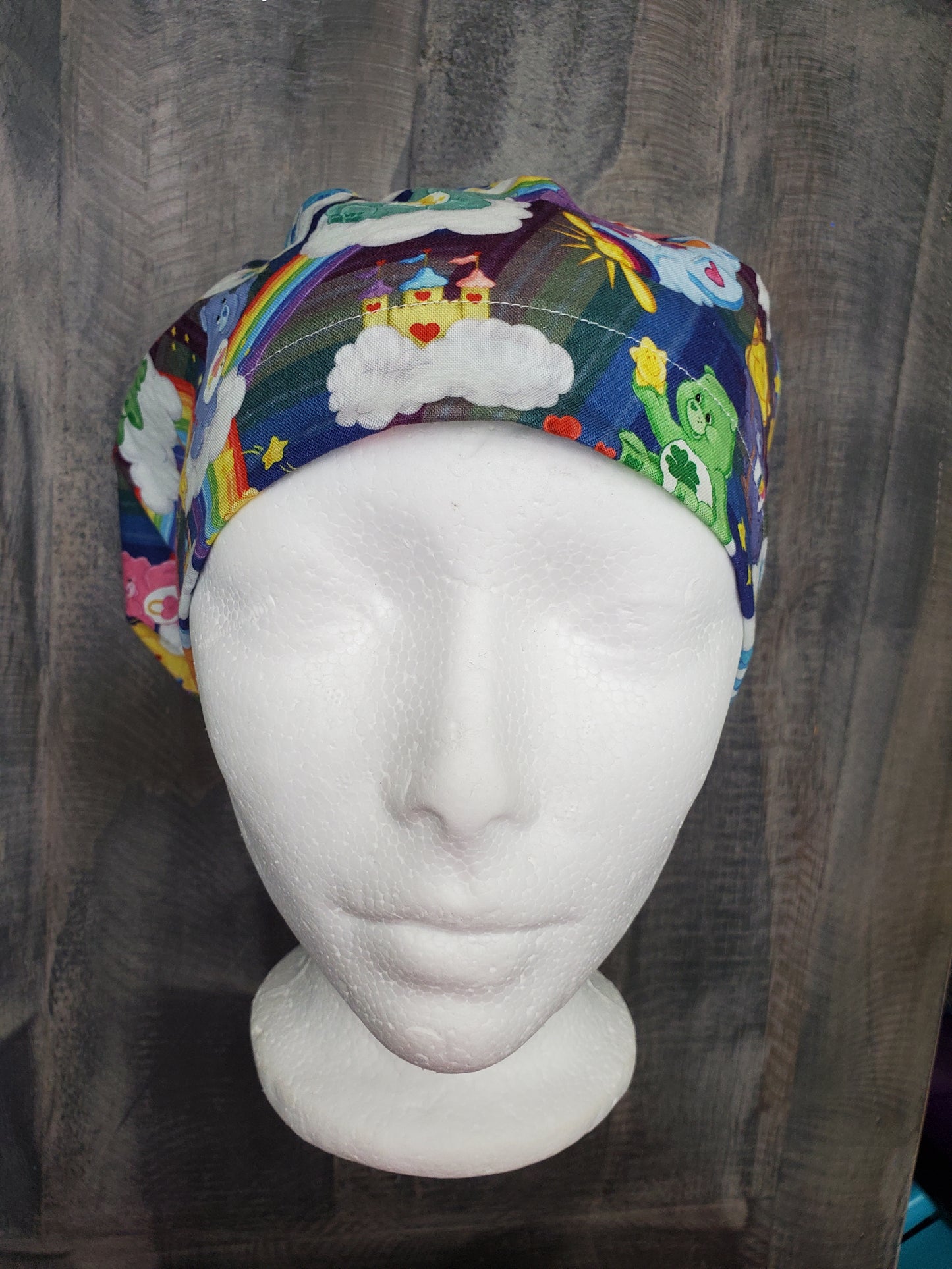 Care Bear Prism bouffant/euro hybrid style surgical/scrub/dental hat by Carolinadreamsbyjen