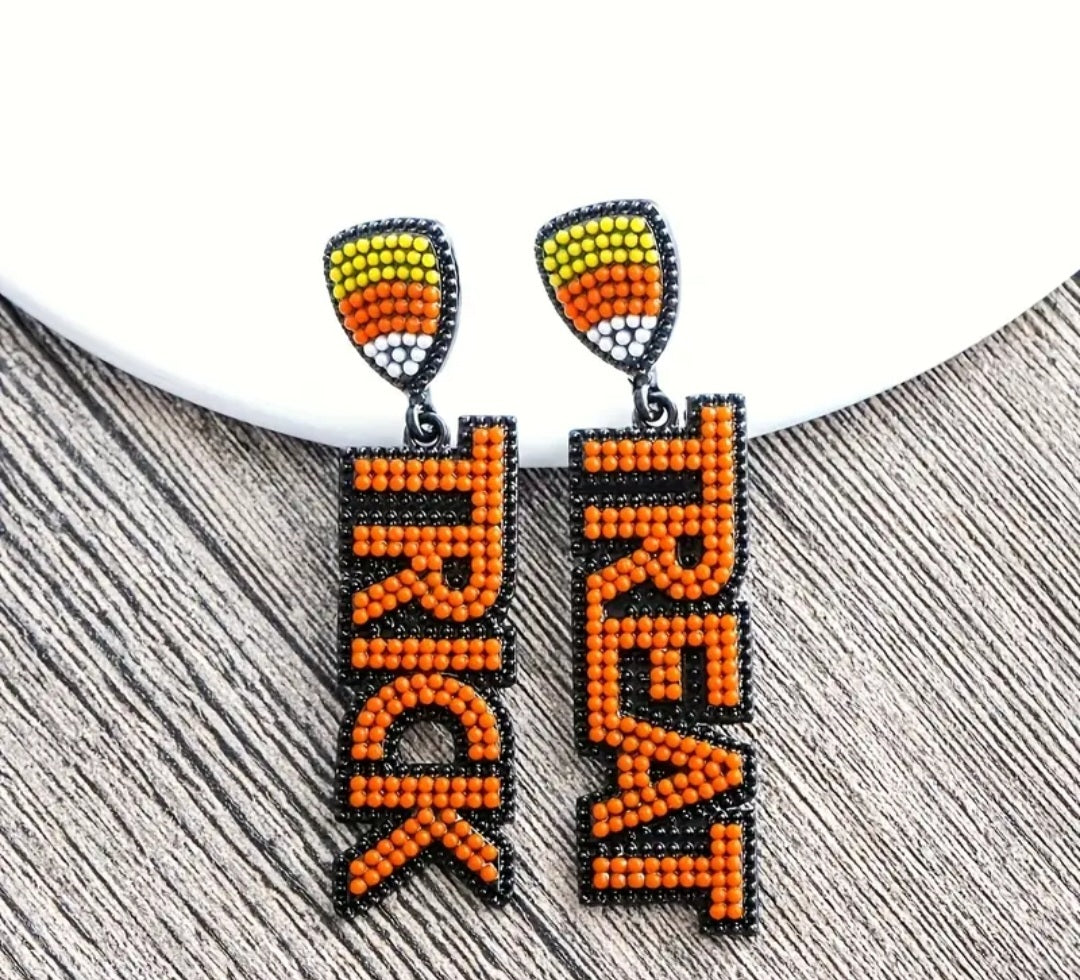 Trick or treat bead earrings