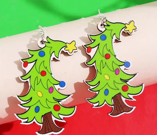 Cartoon christmas tree earrings