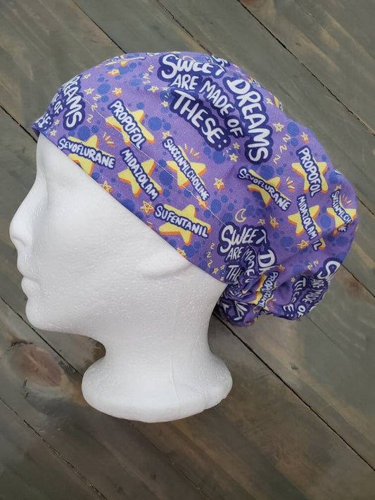 Sweet dreams are made of these bouffant/euro hybrid style surgical/scrub/dental hat by Carolinadreamsbyjen