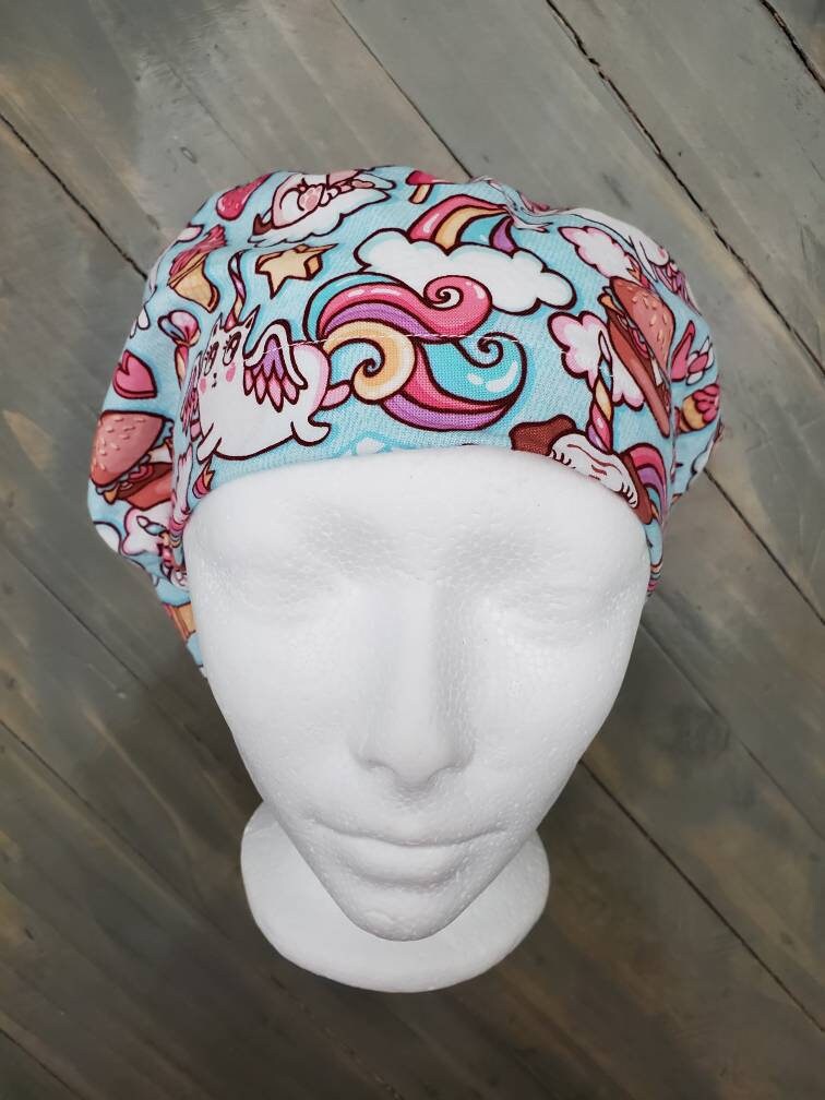 Unikitties and pupcorns bouffant/euro hybrid style surgical/scrub/dental hat by Carolinadreamsbyjen