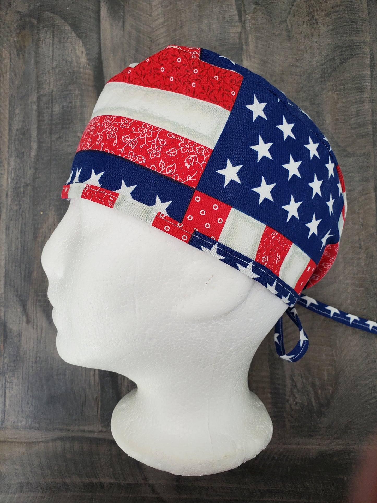 Mens patchwork flag surgical/scrub/dental hat