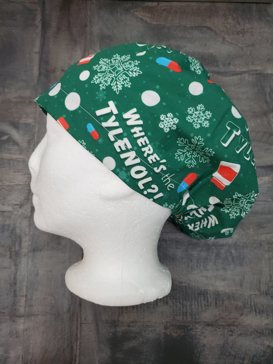 Where's the Tylenol? Bouffant/Euro hybrid style surgical/scrub/dental hat by Carolinadreamsbyjen