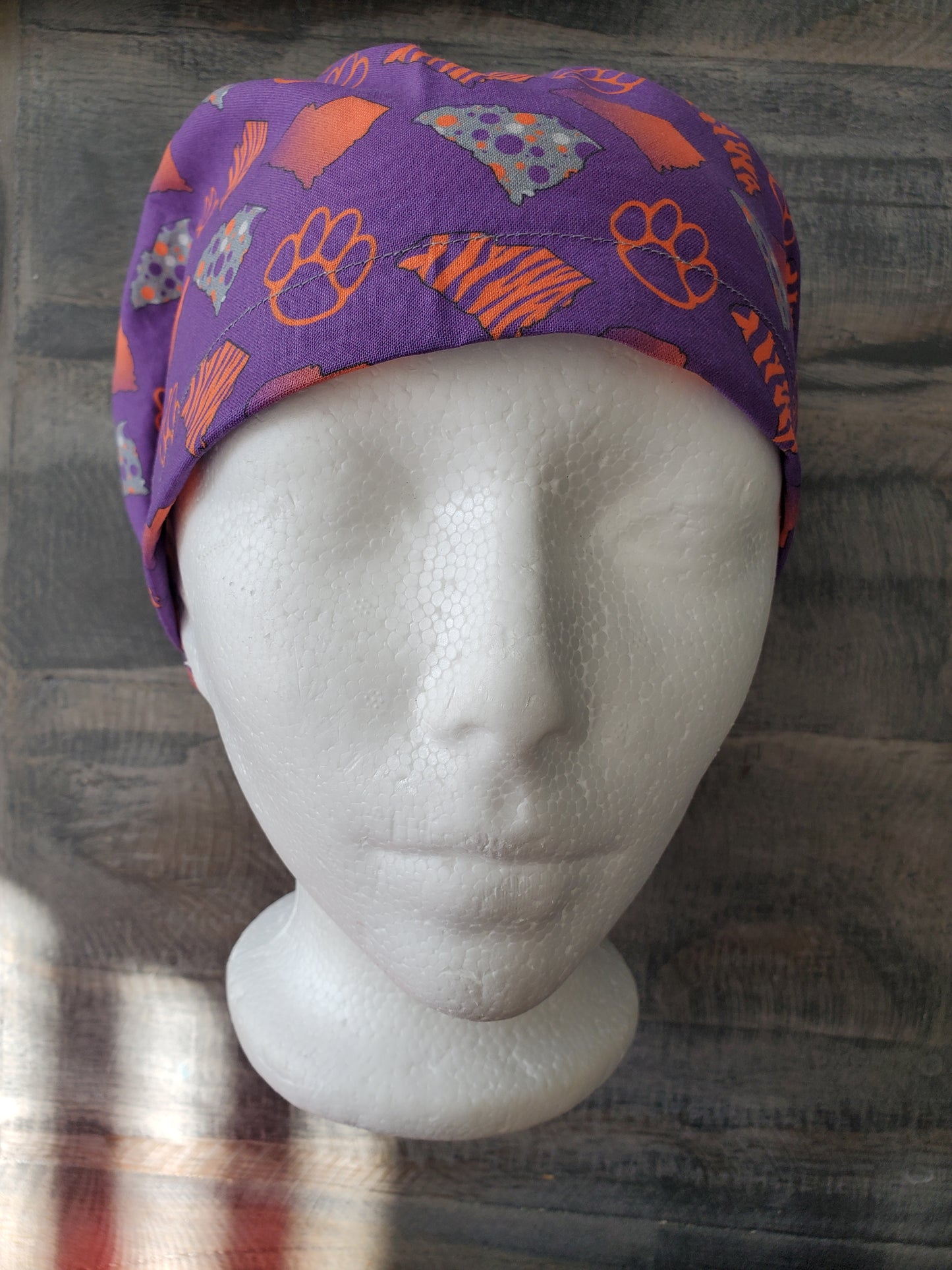 Clemson pride bouffant/euro hybrid style surgical/scrub/dental hat by Carolinadreamsbyjen