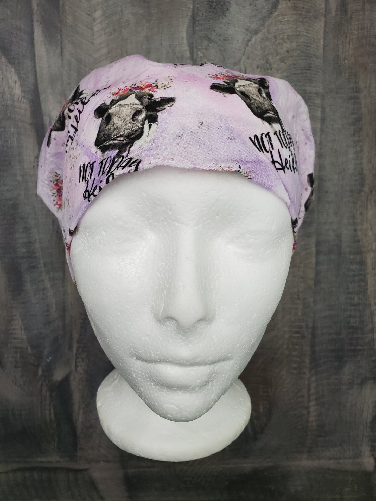 Not today Heifer on purple bouffant/euro hybrid style surgical/scrub/dental hat by Carolinadreamsbyjen