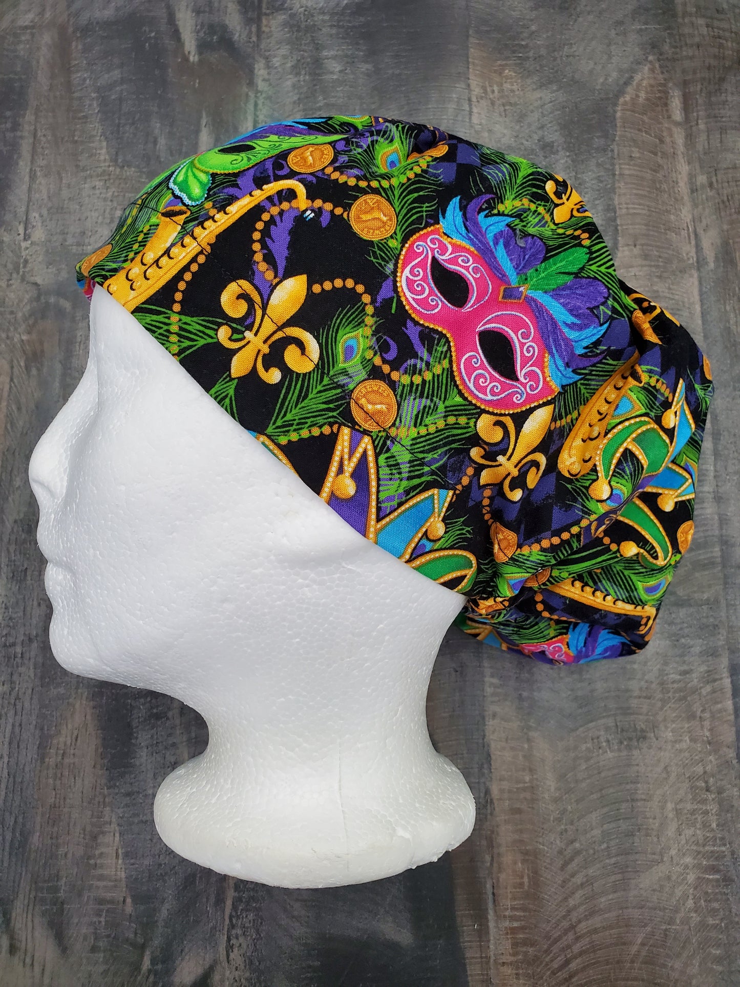 Mardi gras masks bouffant/euro hybrid style surgical/scrub/dental hat by Carolinadreamsbyjen