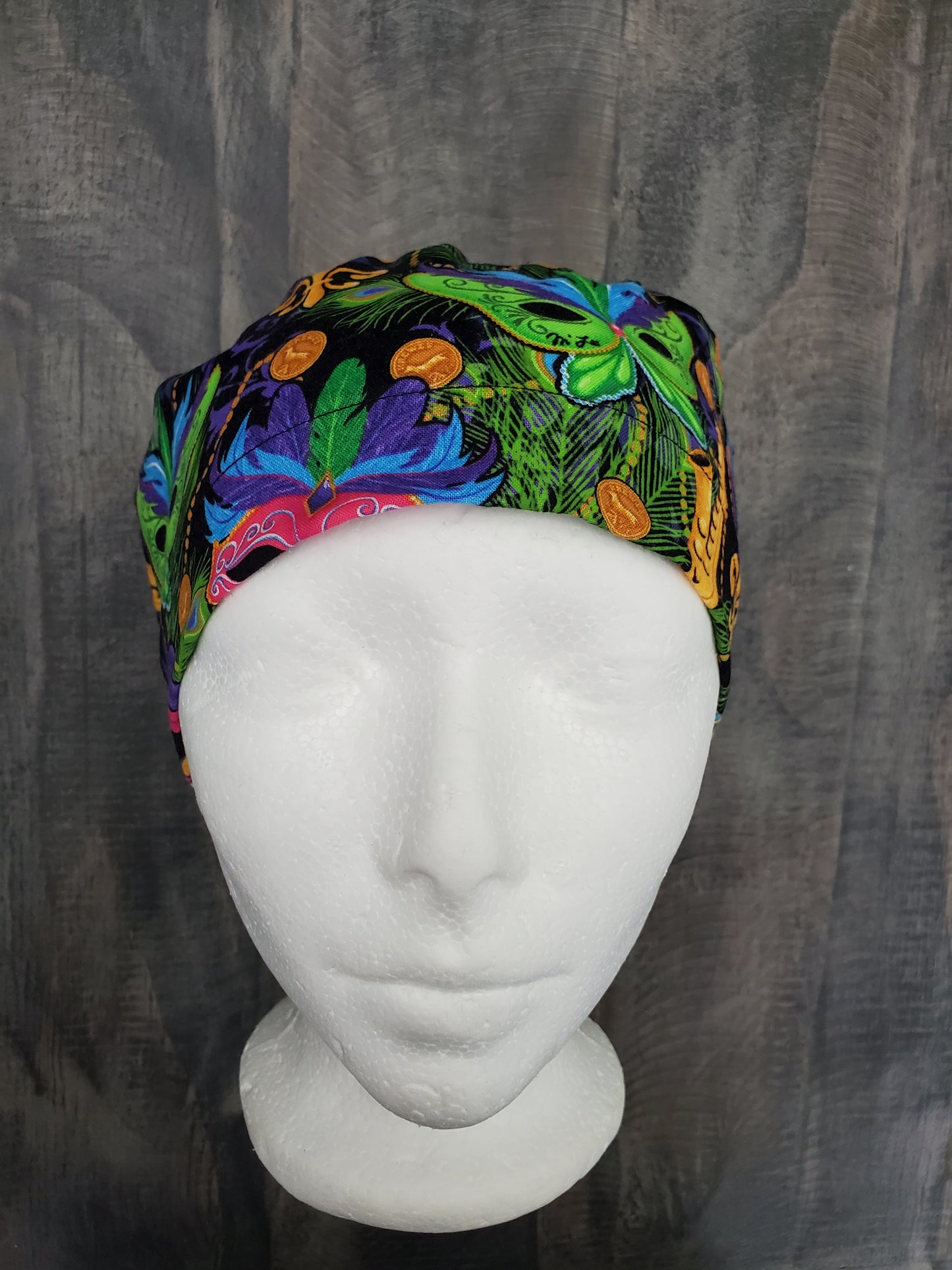 Mardi gras masks bouffant/euro hybrid style surgical/scrub/dental hat by Carolinadreamsbyjen