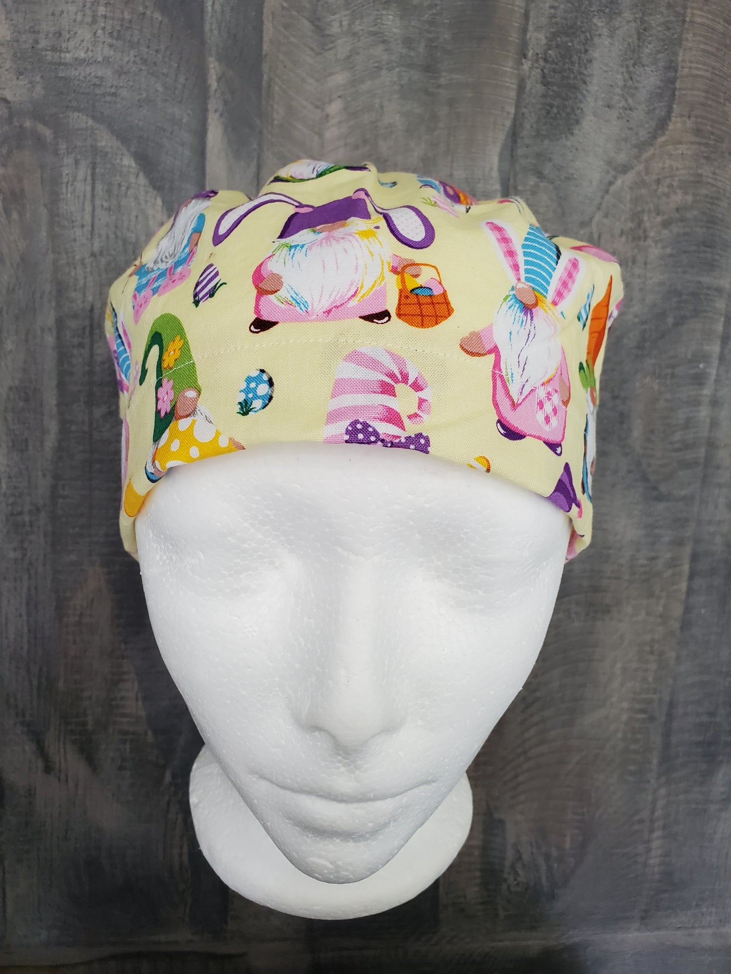 Easter gnome bouffant/euro hybrid surgical/scrub/dental hat