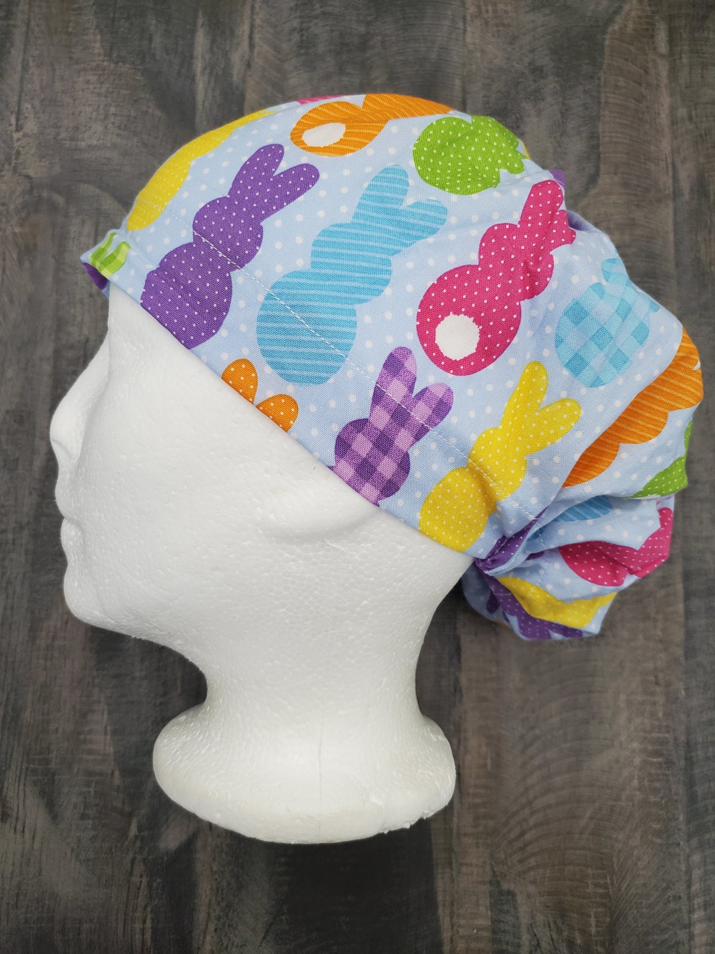 Easter bunny bouffant/euro hybrid style surgical/scrub/dental hat by Carolinadreamsbyjen