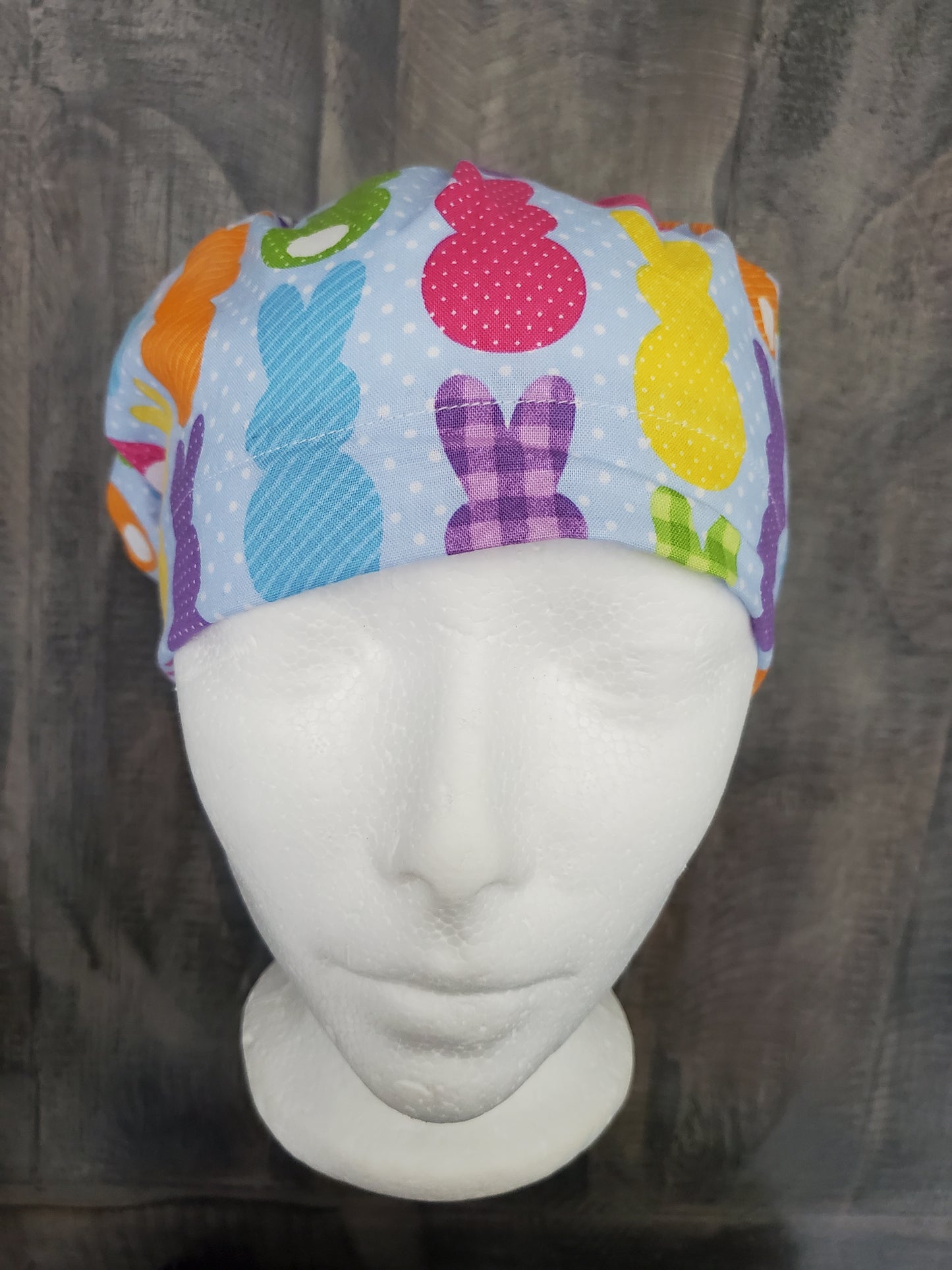 Easter bunny bouffant/euro hybrid style surgical/scrub/dental hat by Carolinadreamsbyjen