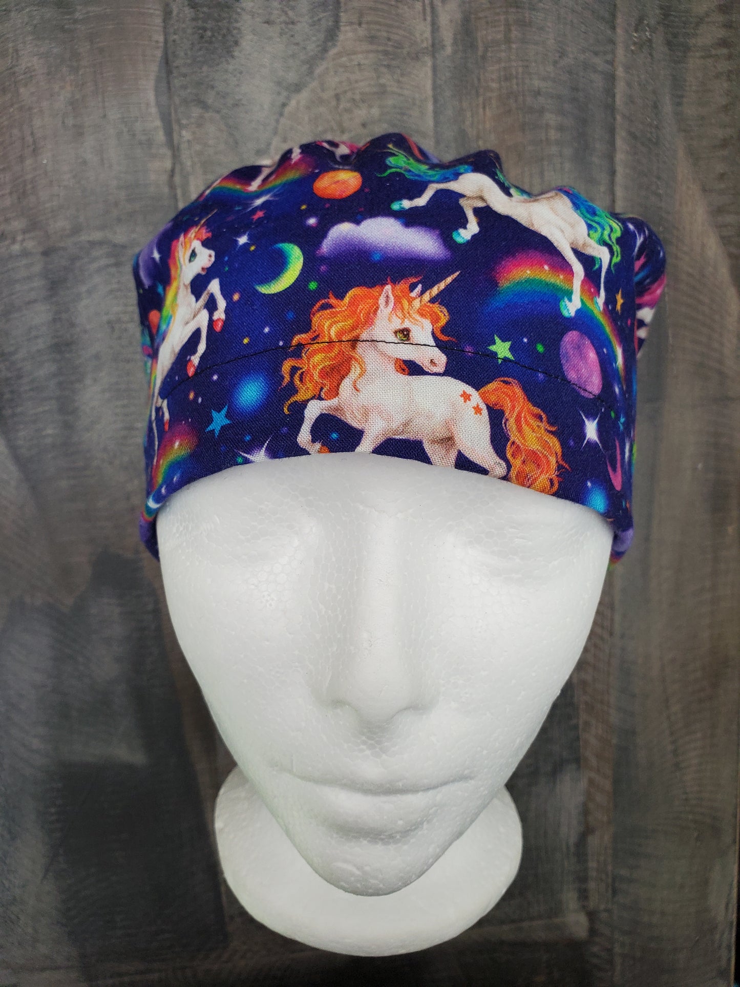 Unicorns in space bouffant/euro hybrid style surgical/scrub/dental hat by carolinadreamsbyjen