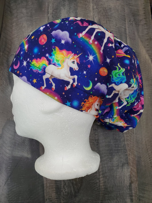 Unicorns in space bouffant/euro hybrid style surgical/scrub/dental hat by carolinadreamsbyjen