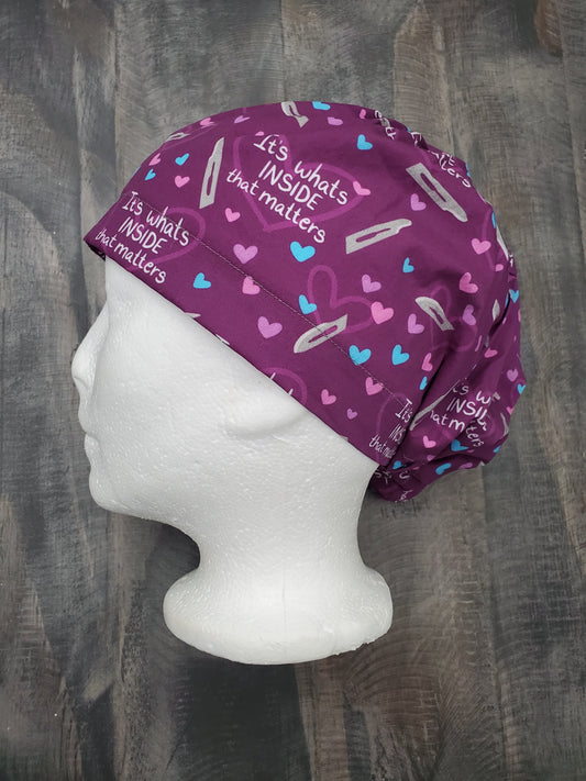 Its whats inside that counts bouffant/euro hybrid style surgical/scrub/dental hat by Carolinadreamsbyjen