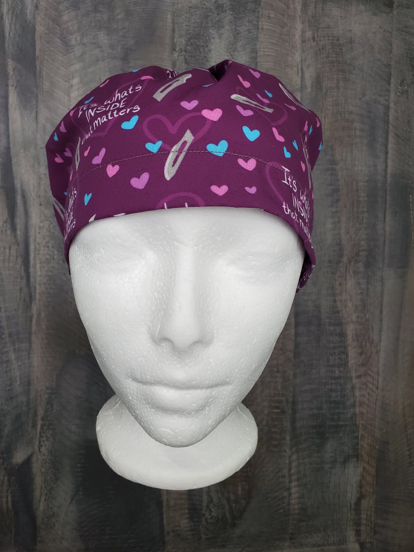 Its whats inside that counts bouffant/euro hybrid style surgical/scrub/dental hat by Carolinadreamsbyjen