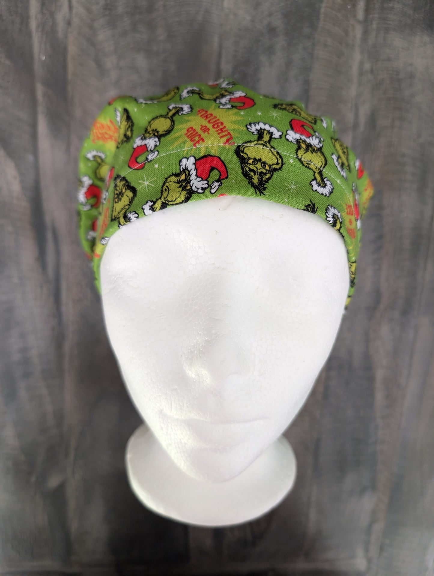 Feeling grinchy bouffant/euro hybrid style surgical/scrub/dental hat by carolinadreamsbyjen