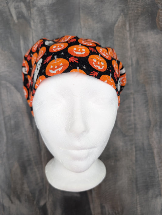 Pumpkin haunting euro/bouffant hybrid surgical/scrub/dental hat by carolinadreamsbyjen