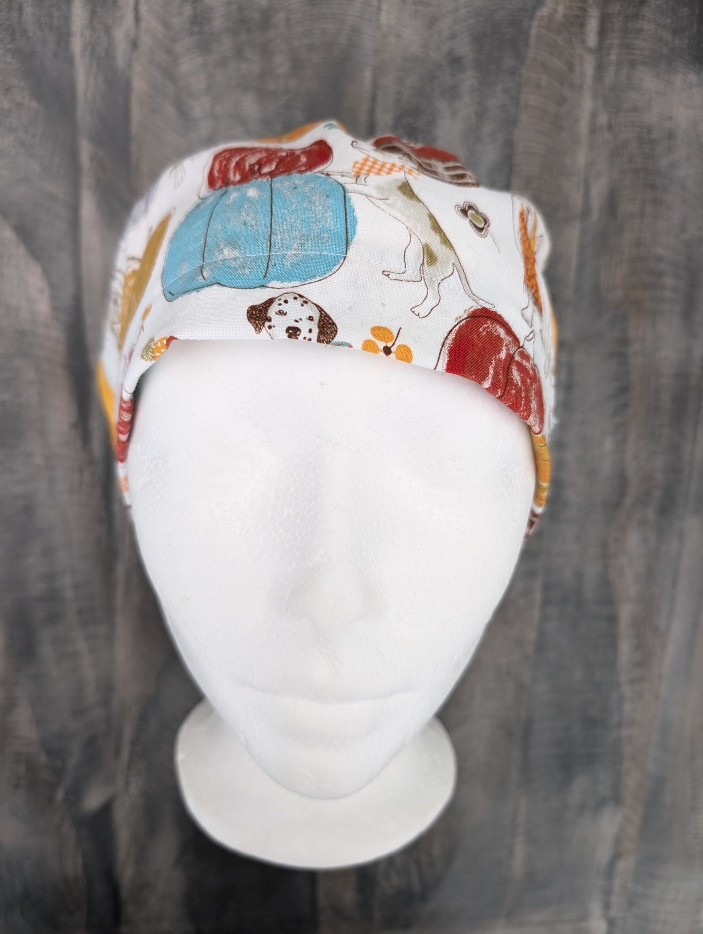 Dogs of fall bouffant/euro hybrid style surgical/scrub/dental hat by carolinadreamsbyjen