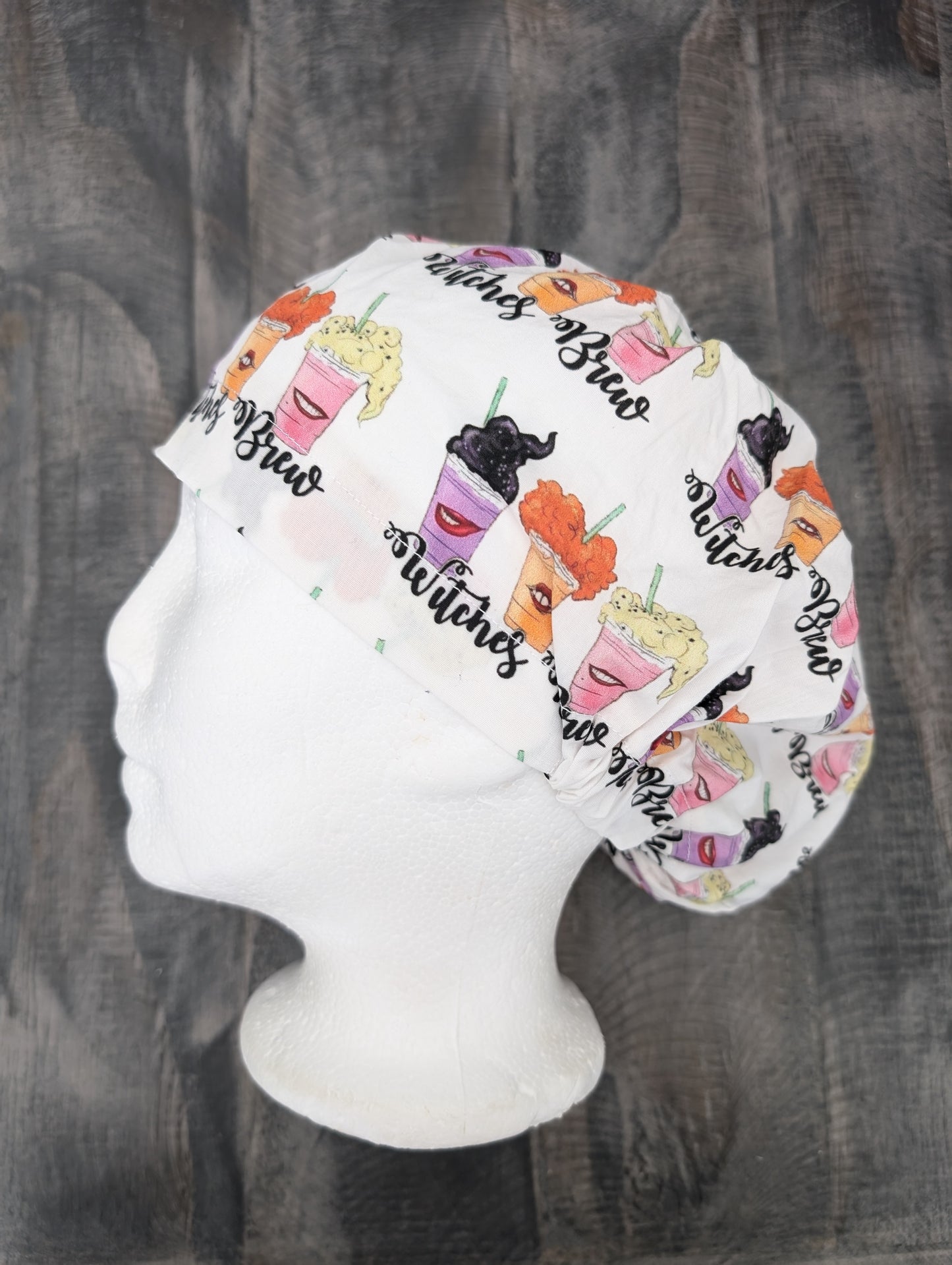 Witches brew/ Hocus pocus bouffant/euro hybrid style surgical/scrub/dental hat by carolinadreamsbyjen