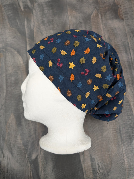 Fall leaves bouffant/euro hybrid style surgical/scrub/dental hat by carolinadreamsbyjen