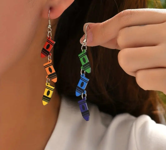 Wooden crayon earrings