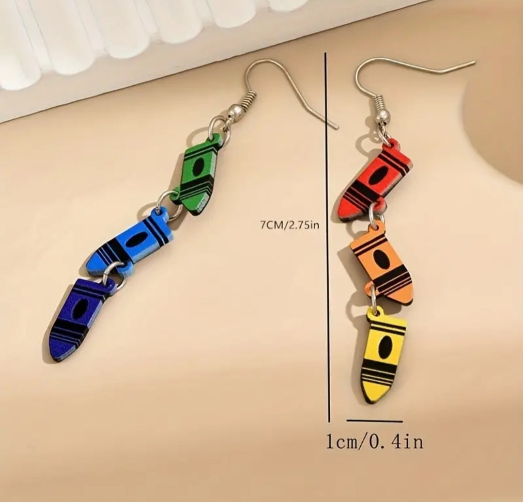 Wooden crayon earrings