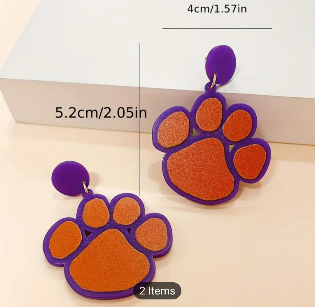 Acrylic Tiger paw earrings