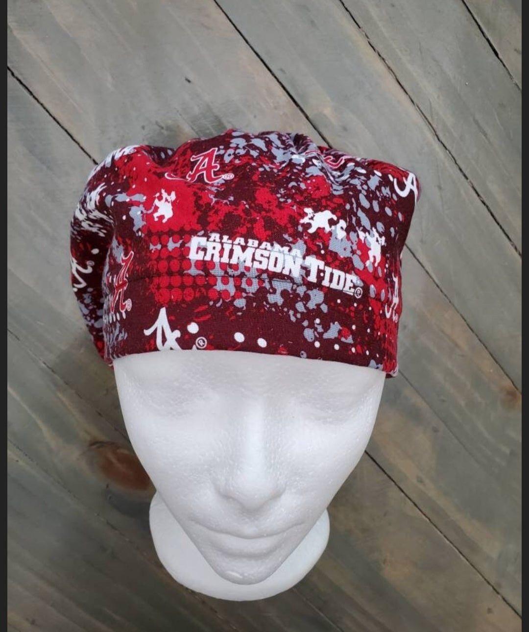 Alabama splatter bouffant/Euro hybrid style surgical/scrub/dental hat