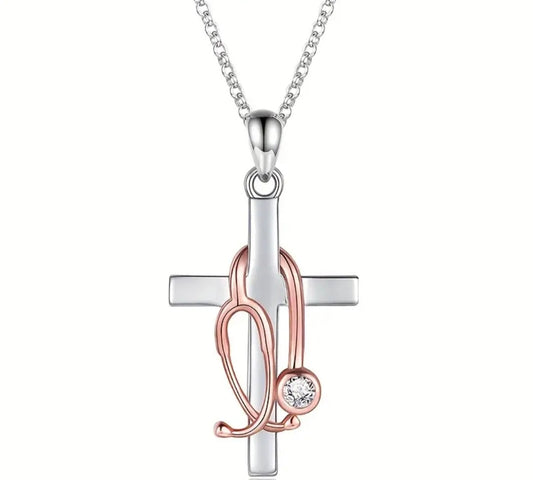 Stethoscope cross necklace