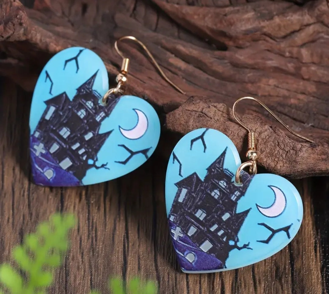 Glow in the dark huanted mansion earrings