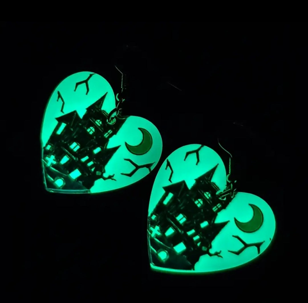 Glow in the dark huanted mansion earrings