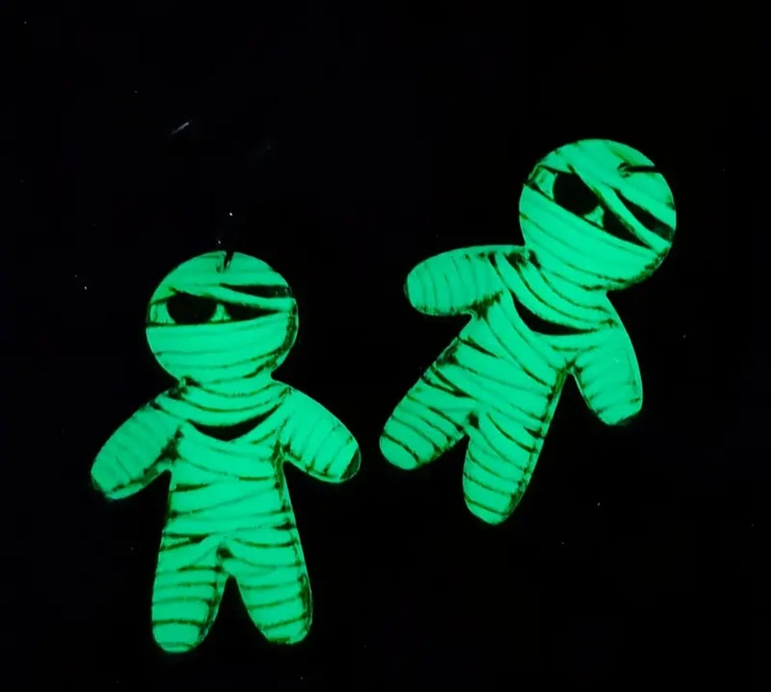 Glow in the dark mummy earrings