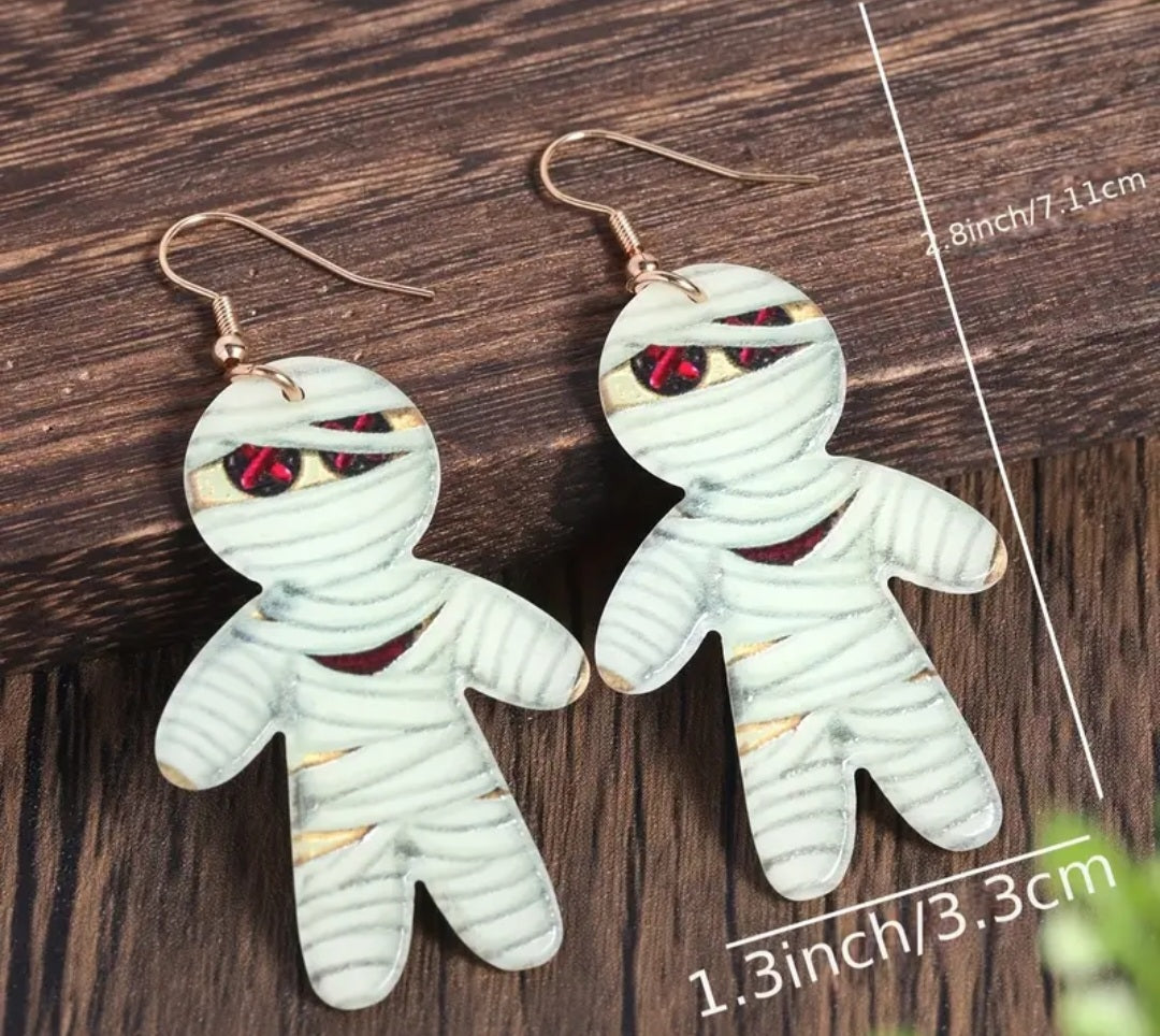 Glow in the dark mummy earrings