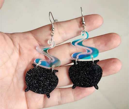 Steamy cauldron earrings