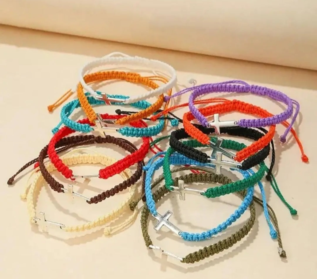 Adjustable cross friendship bracelets