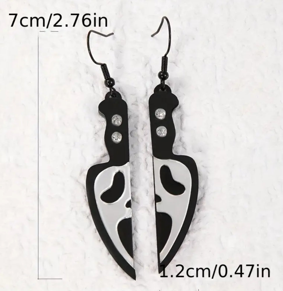 Stabby ghostface acrylic earrings