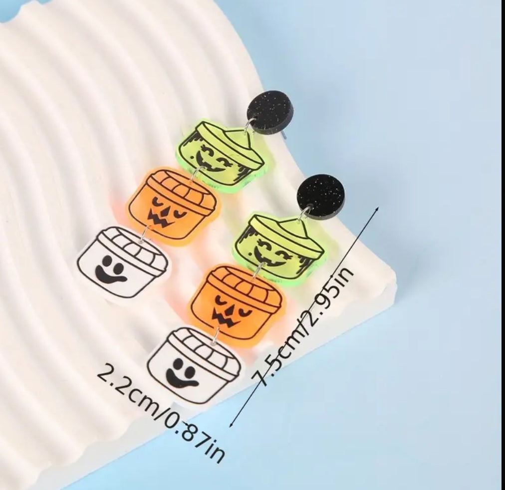 Halloween happy meal bucket earrings