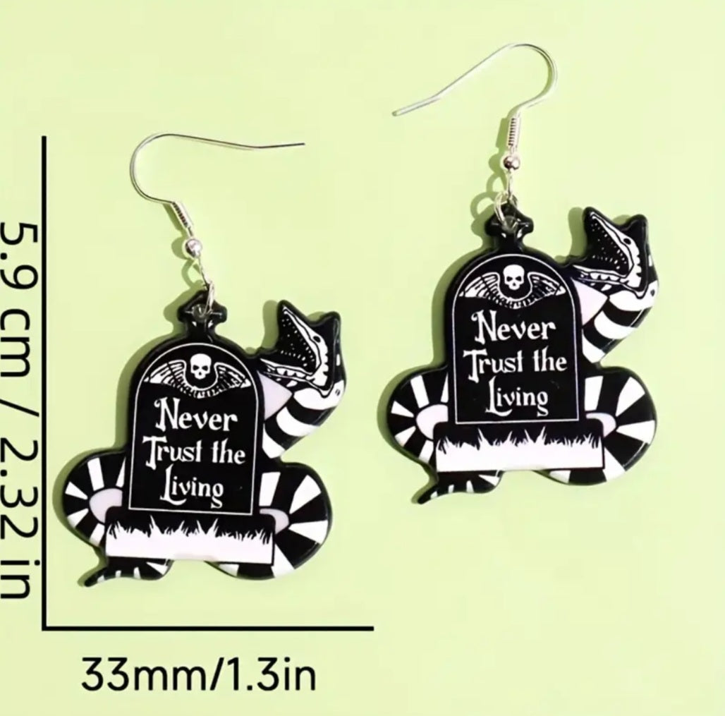 Never trust the living beetlejuice earrings