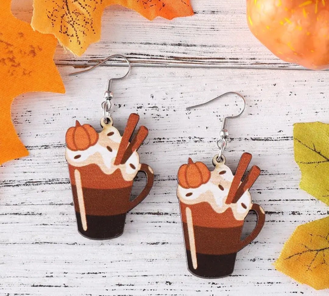 Wooden fall treats earrings