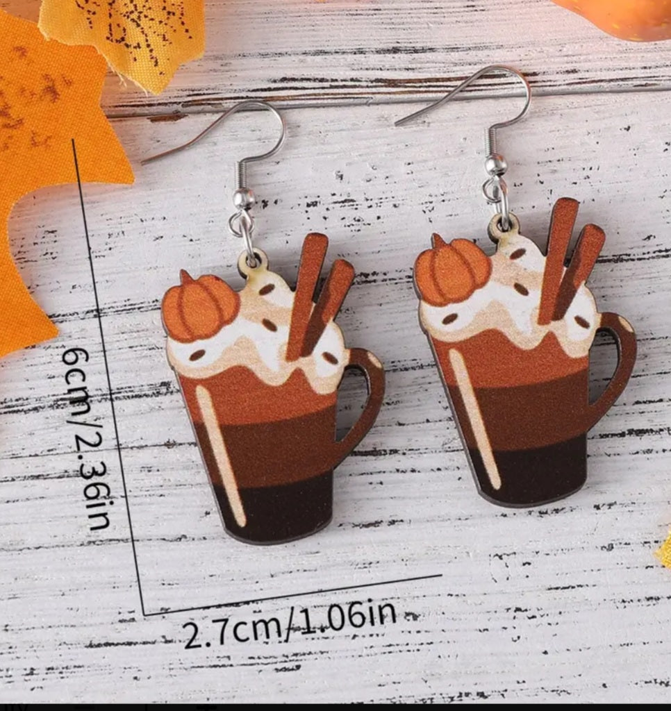 Wooden fall treats earrings