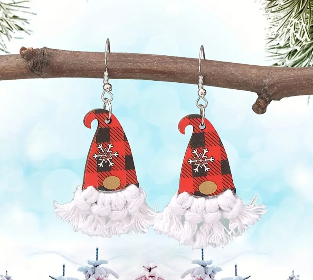 Christmas gnome tassel earrings in red or white