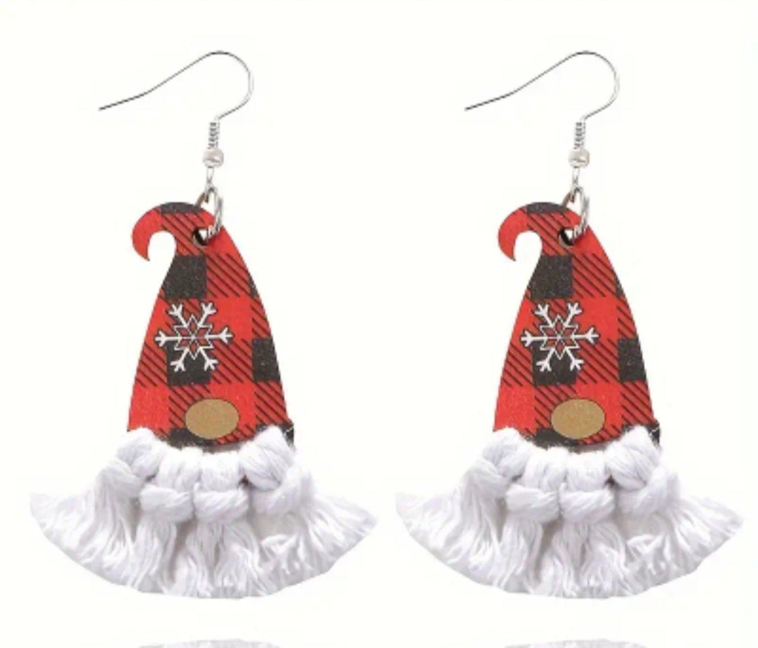 Christmas gnome tassel earrings in red or white