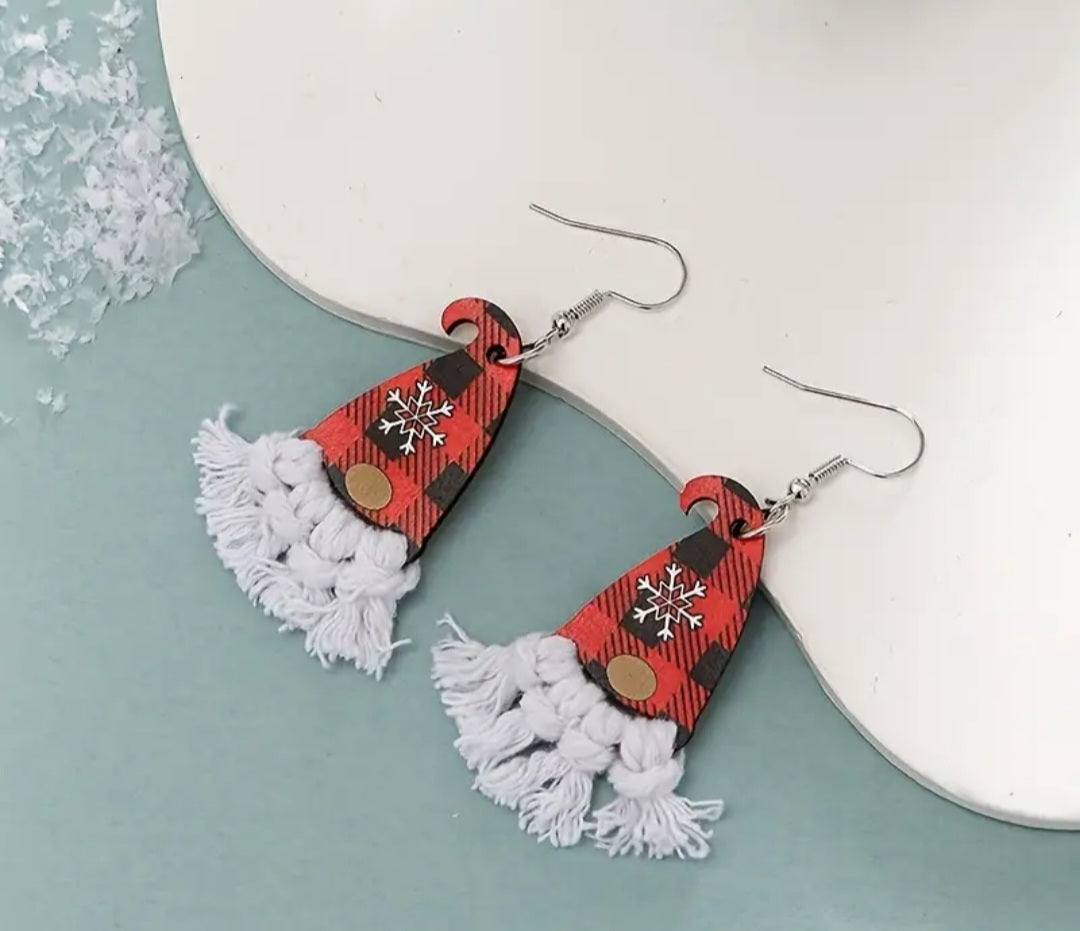 Christmas gnome tassel earrings in red or white