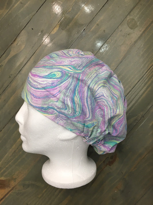 Watercolor swirled bouffant surgical/scrub hat