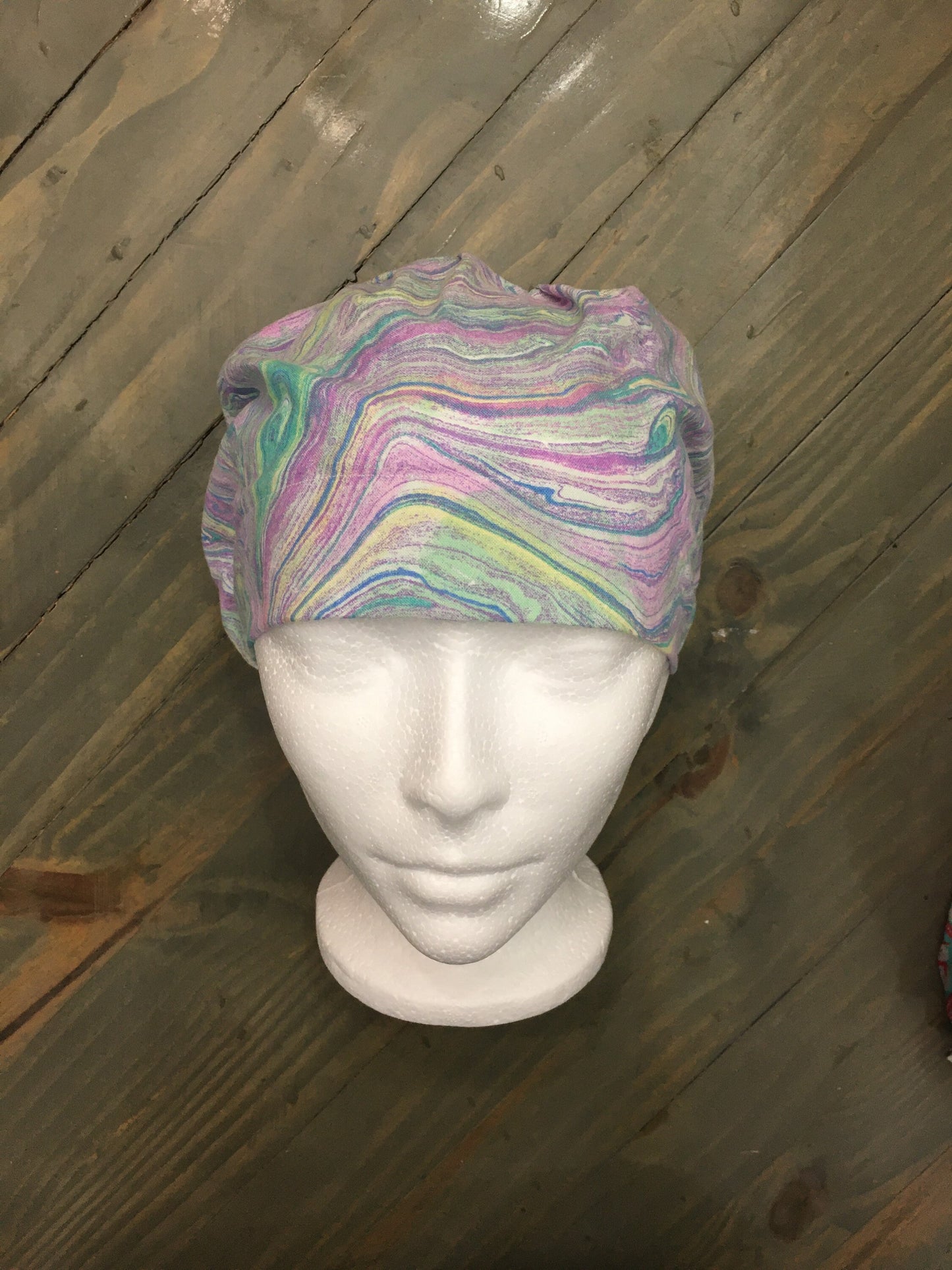 Watercolor swirled bouffant surgical/scrub hat