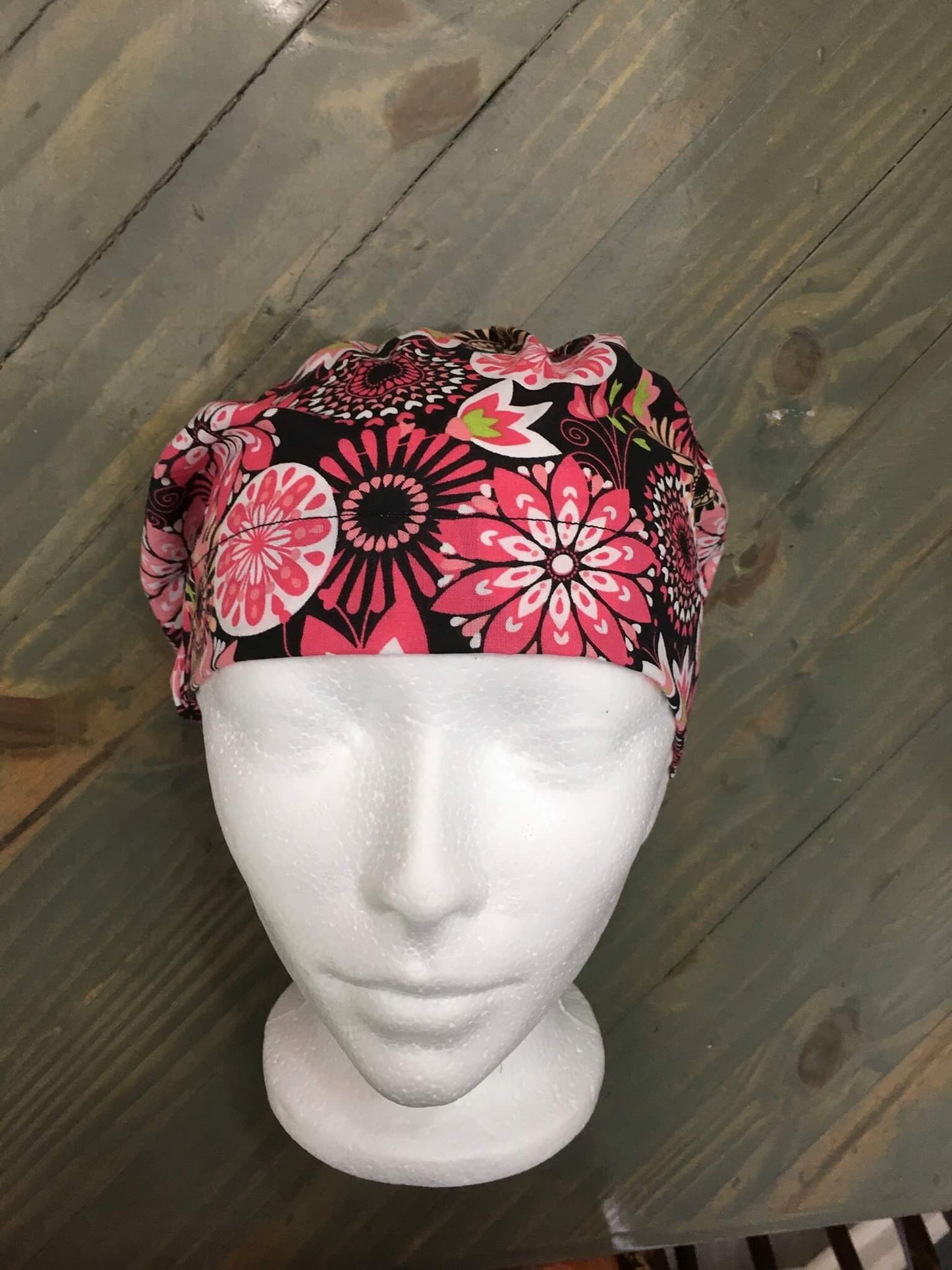 Flowers and geometrics bouffant/euro style surgical hat