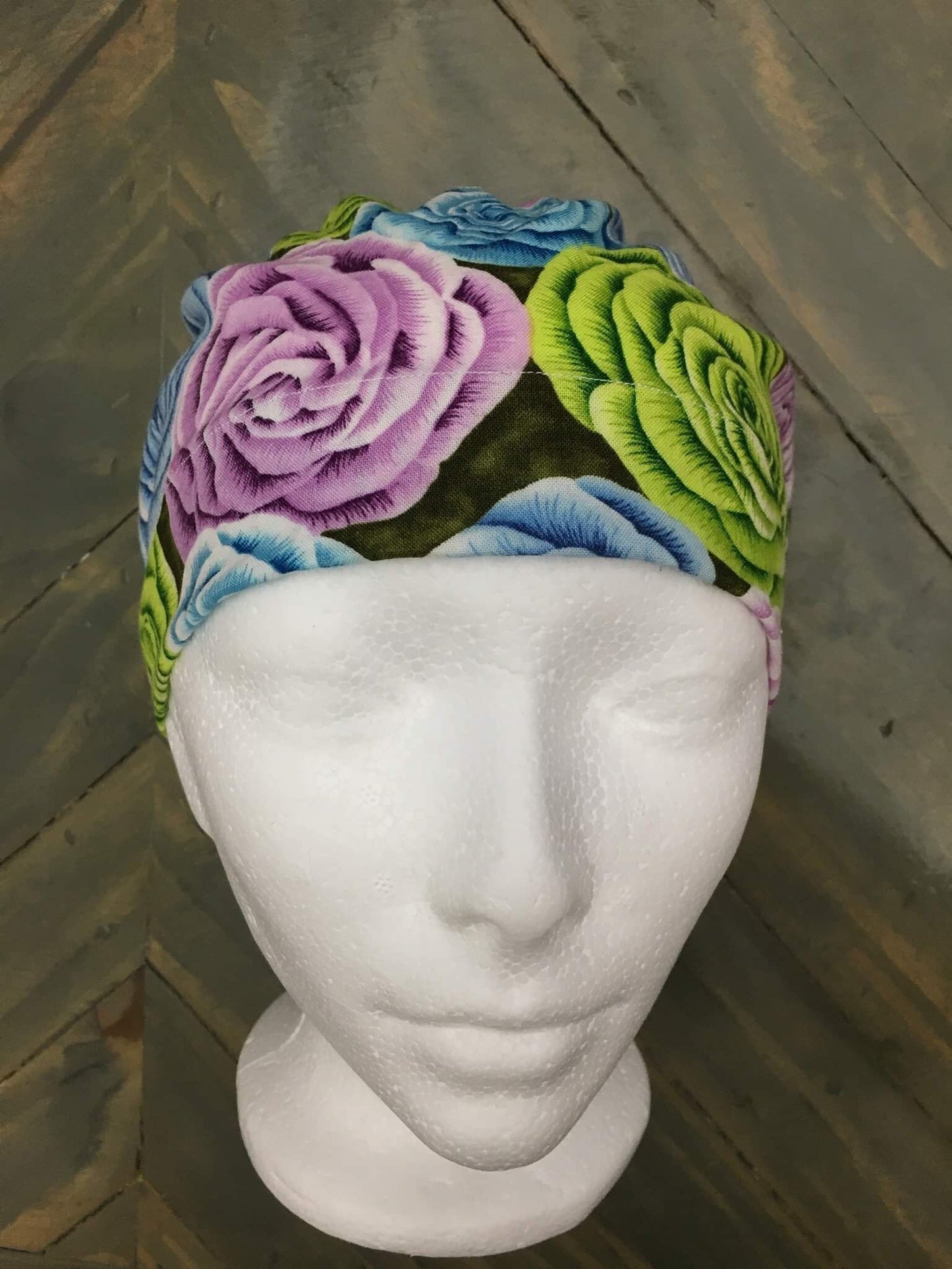 Colorful roses bouffant/euro style surgical/scrub/dentist hat/cap made by CarolinaDreamsbyjen