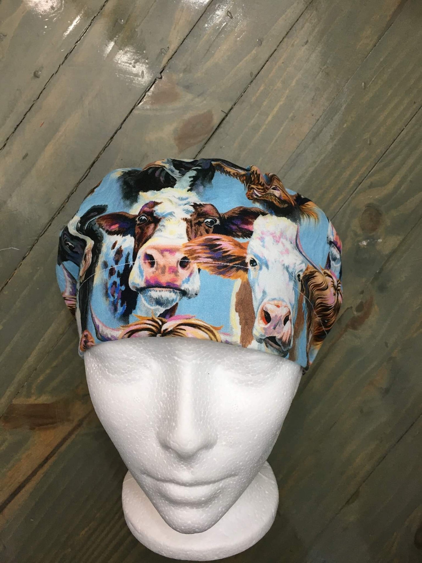 Cheeky cows bouffant/euro hybrid style surgical/scrub/dental hat/cap by Carolinadreamsbyjen