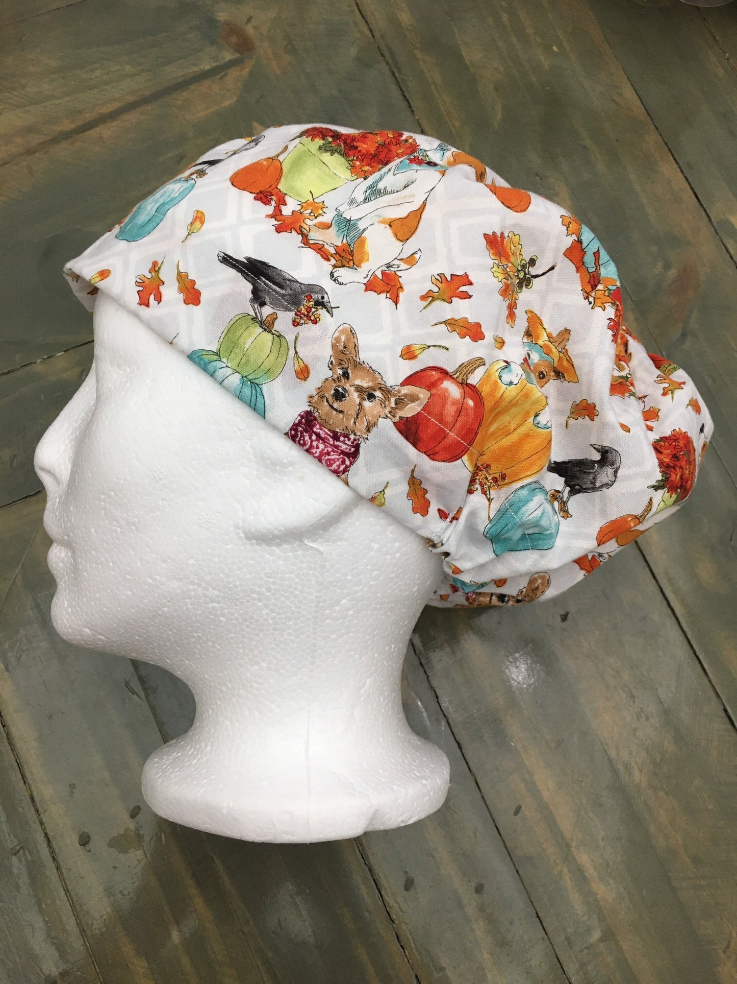 Dog days of fall euro/bouffant style surgical hat/cap