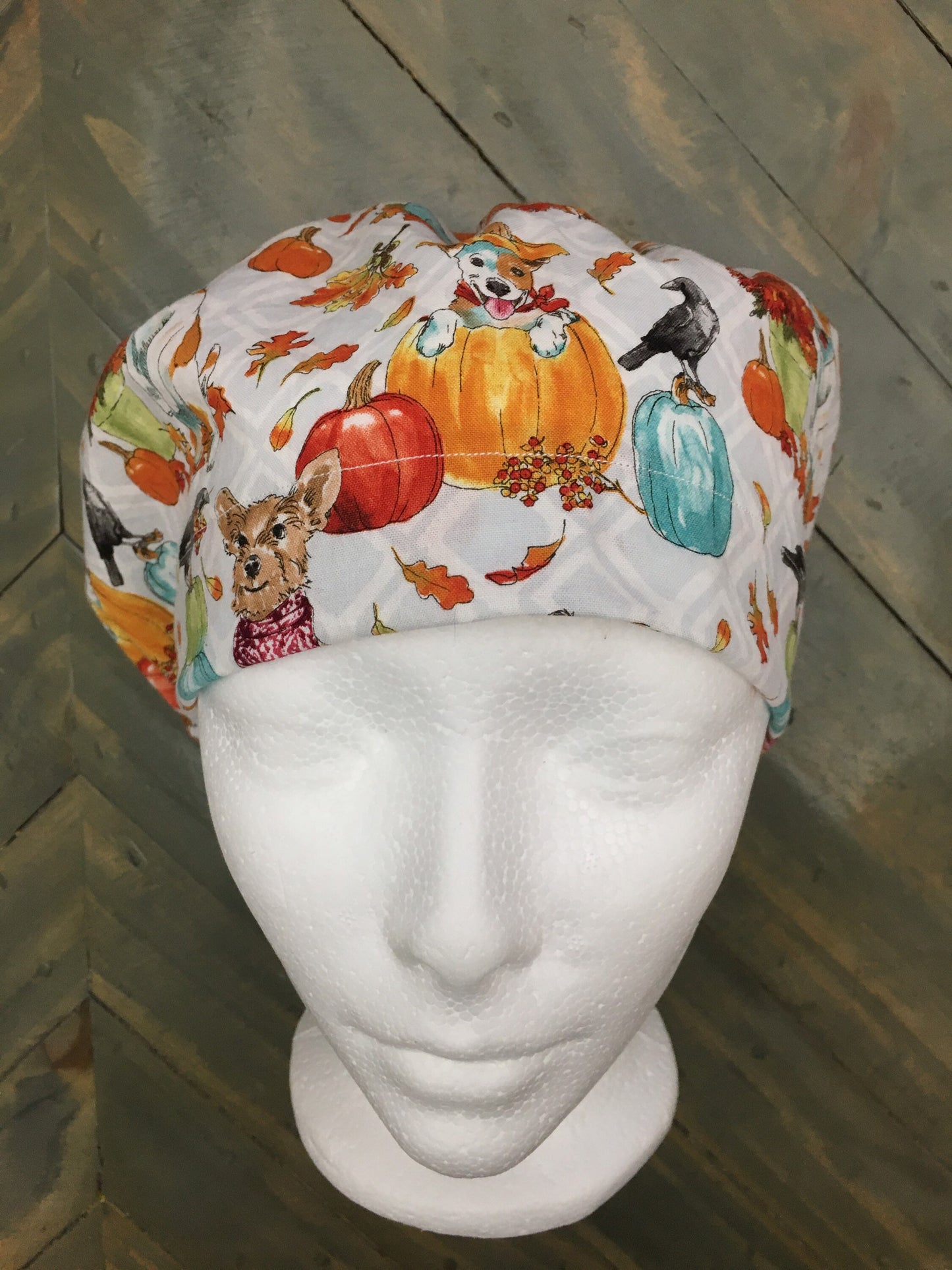 Dog days of fall euro/bouffant style surgical hat/cap