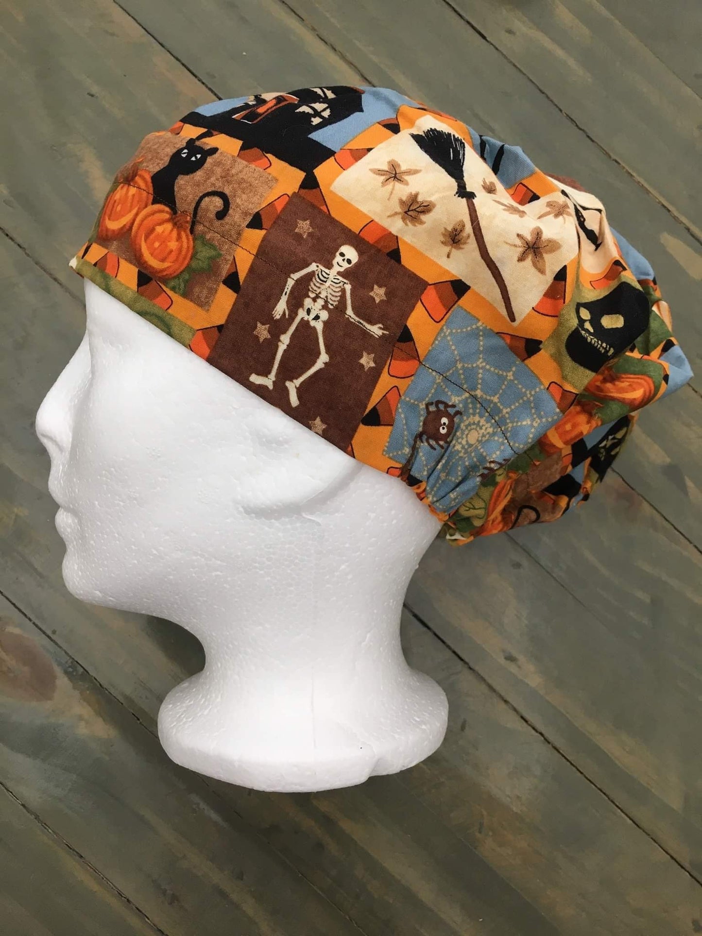 Haunted scenes bouffant/euro hybrid style surgical/scrub/dental cap/hat